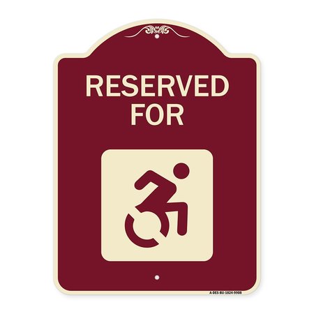 SIGNMISSION Designer Series-Reserved For With Accessible Symbol Heavy-Gauge Aluminum, 24" x 18", BU-1824-9908 A-DES-BU-1824-9908